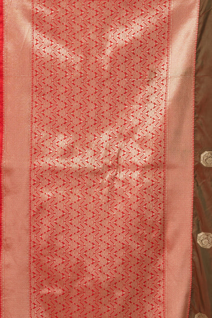 Premium Olive Green Banarasi Silk Saree with Rich Zari Weaving
