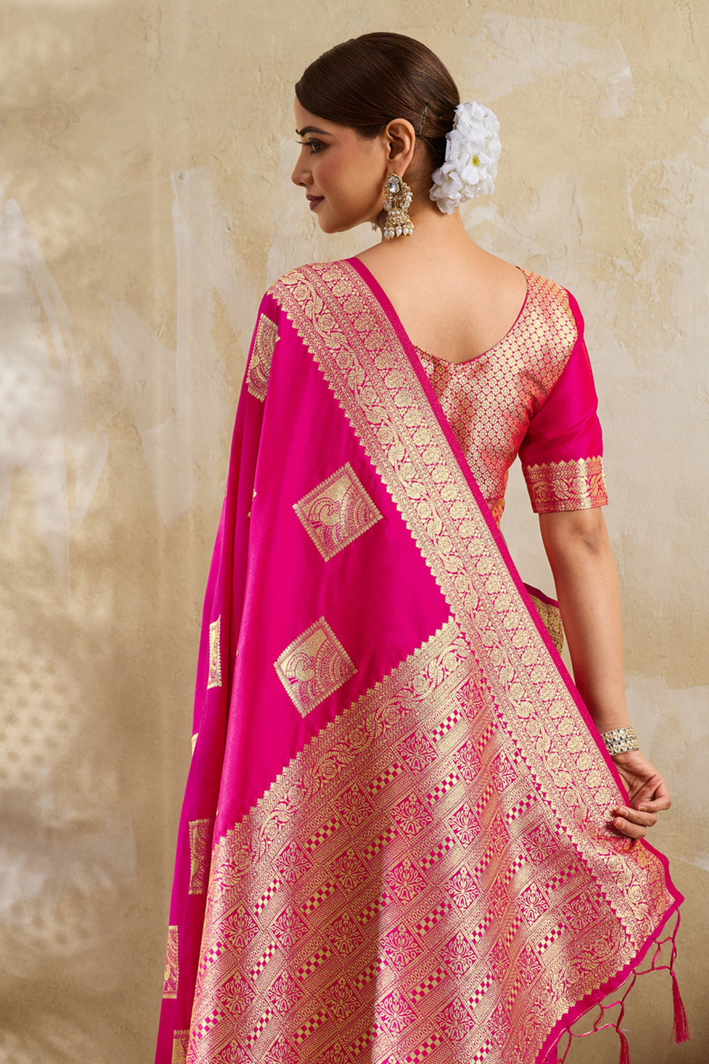 Rani Pink Banarasi Silk Saree