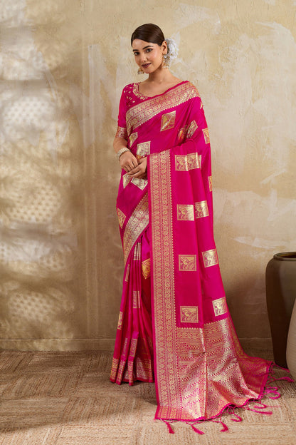 Rani Pink Banarasi Silk Saree