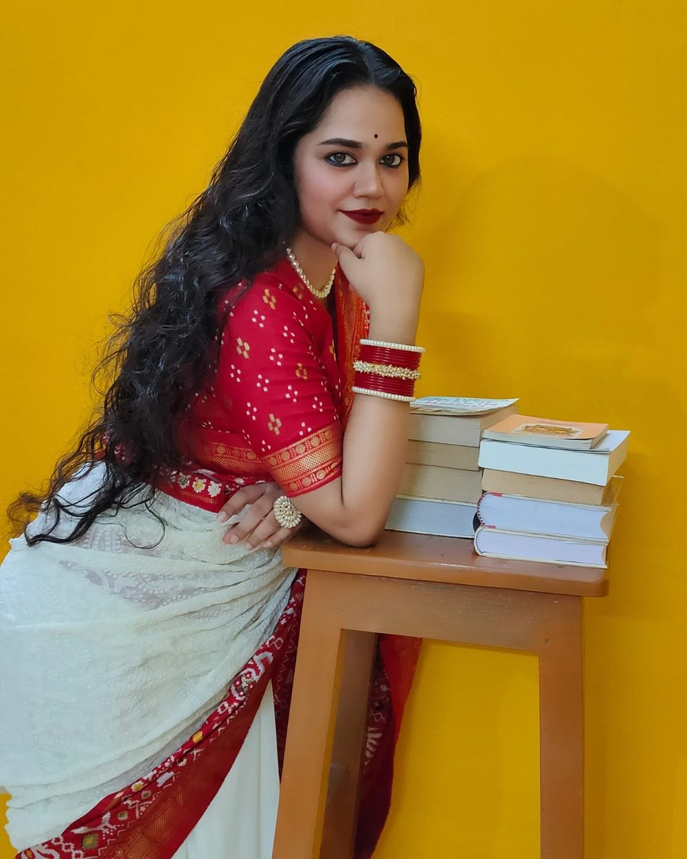 Elegant White Cotton Saree with Red Traditional Woven Border