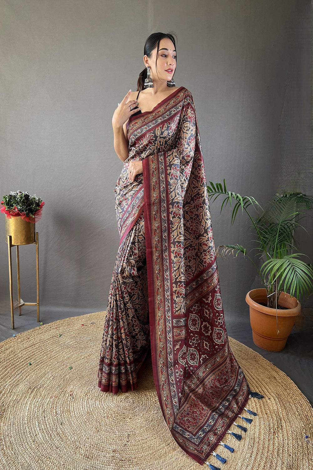 Royal Maroon Heritage Printed Saree
