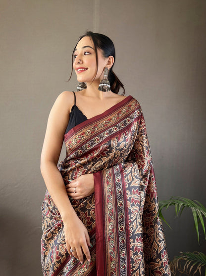 Royal Maroon Heritage Printed Saree