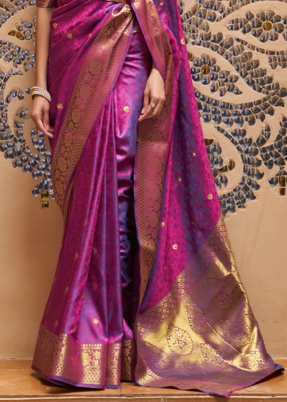 Royal Magenta Banarasi Silk Saree with Rich Gold Zari Weaving