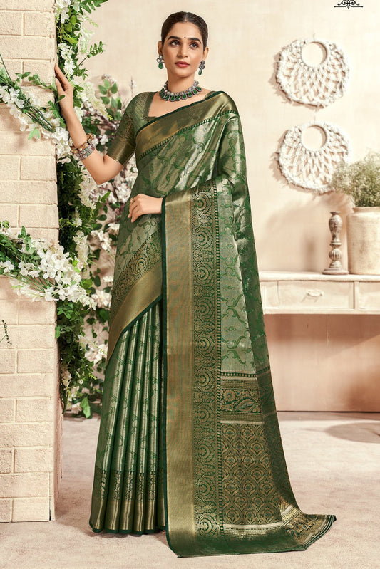 Emerald Green Banarasi Silk Saree